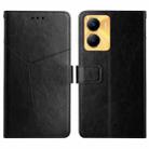 For vivo Y56 5G Global HT01 Y-shaped Pattern Flip Leather Phone Case(Black) - 1