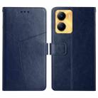 For vivo Y56 5G Global HT01 Y-shaped Pattern Flip Leather Phone Case(Blue) - 1