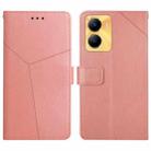 For vivo Y56 5G Global HT01 Y-shaped Pattern Flip Leather Phone Case(Pink) - 1