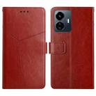 For vivo Y77E 5G HT01 Y-shaped Pattern Flip Leather Phone Case(Brown) - 1
