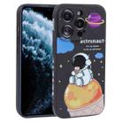 For iPhone 11 Pro Max Milk Tea Astronaut Pattern Liquid Silicone Phone Case(Ivory Black) - 1