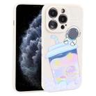 For iPhone 11 Pro Milk Tea Astronaut Pattern Liquid Silicone Phone Case(Ivory White) - 1