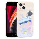 For iPhone SE 2022 / SE 2020 / 8 / 7 Milk Tea Astronaut Pattern Liquid Silicone Phone Case(Ivory White) - 1