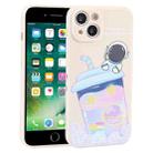 For iPhone 8 Plus / 7 Plus Milk Tea Astronaut Pattern Liquid Silicone Phone Case(Ivory White) - 1