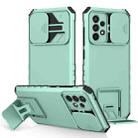 For Samsung Galaxy A52 5G Stereoscopic Holder Sliding Camshield Phone Case(Light Green) - 1
