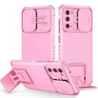 For Samsung Galaxy S20 FE Stereoscopic Holder Sliding Camshield Phone Case(Pink) - 1