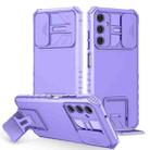 For Samsung Galaxy A05s Stereoscopic Holder Sliding Camshield Phone Case(Purple) - 1