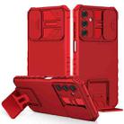 For Samsung Galaxy A15 5G Stereoscopic Holder Sliding Camshield Phone Case(Red) - 1