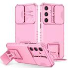 For Samsung Galaxy S24+ 5G Stereoscopic Holder Sliding Camshield Phone Case(Pink) - 1