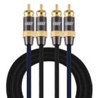 EMK 2 x RCA Male to 2 x RCA Male Gold Plated Connector Nylon Braid Coaxial Audio Cable for TV / Amplifier / Home Theater / DVD, Cable Length:1.5m(Black) - 1