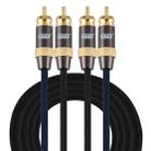 EMK 2 x RCA Male to 2 x RCA Male Gold Plated Connector Nylon Braid Coaxial Audio Cable for TV / Amplifier / Home Theater / DVD, Cable Length:2m(Black) - 1