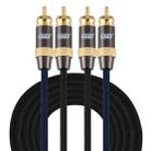 EMK 2 x RCA Male to 2 x RCA Male Gold Plated Connector Nylon Braid Coaxial Audio Cable for TV / Amplifier / Home Theater / DVD, Cable Length:3m(Black) - 1