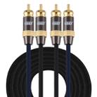 EMK 2 x RCA Male to 2 x RCA Male Gold Plated Connector Nylon Braid Coaxial Audio Cable for TV / Amplifier / Home Theater / DVD, Cable Length:5m(Black) - 1