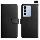 For vivo V27E 4G Global Genuine Leather Fingerprint-proof Flip Phone Case(Black) - 1