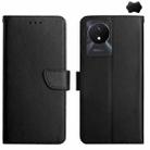 For vivo Y02A 4G / Y02 4G / Y11 2023 Genuine Leather Fingerprint-proof Flip Phone Case(Black) - 1