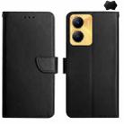 For vivo Y56 5G Global Genuine Leather Fingerprint-proof Flip Phone Case(Black) - 1