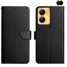 For vivo Y02S Global / Y16 4G Global Genuine Leather Fingerprint-proof Flip Phone Case(Black) - 1