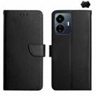 For vivo Y77E 5G Genuine Leather Fingerprint-proof Flip Phone Case(Black) - 1