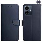 For vivo Y77E 5G Genuine Leather Fingerprint-proof Flip Phone Case(Blue) - 1