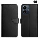 For vivo Y77 5G Global / Y22S 4G Global Genuine Leather Fingerprint-proof Flip Phone Case(Black) - 1