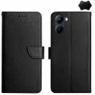 For vivo Y03 4G Genuine Leather Fingerprint-proof Flip Phone Case(Black) - 1