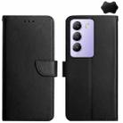 For vivo Y200e 5G/Y100 5G IDN/V30 Lite 5G India Genuine Leather Fingerprint-proof Flip Phone Case(Black) - 1