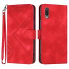 For Samsung Galaxy A02 EU Version Line Pattern Skin Feel Leather Phone Case(Red) - 1