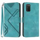 For Samsung Galaxy A02s 164mm Line Pattern Skin Feel Leather Phone Case(Light Blue) - 1