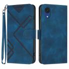 For Samsung Galaxy A03 Core Line Pattern Skin Feel Leather Phone Case(Royal Blue) - 1