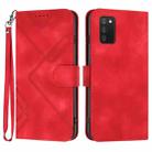 For Samsung Galaxy A03s 166mm Line Pattern Skin Feel Leather Phone Case(Red) - 1