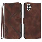 For Samsung Galaxy A04e Line Pattern Skin Feel Leather Phone Case(Coffee) - 1