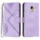 For Samsung Galaxy A6 2018 Line Pattern Skin Feel Leather Phone Case(Light Purple) - 1