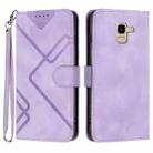 For Samsung Galaxy A8 2018 Line Pattern Skin Feel Leather Phone Case(Light Purple) - 1