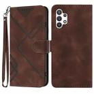For Samsung Galaxy A13 4G Line Pattern Skin Feel Leather Phone Case(Coffee) - 1