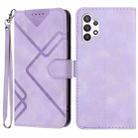 For Samsung Galaxy A13 4G Line Pattern Skin Feel Leather Phone Case(Light Purple) - 1