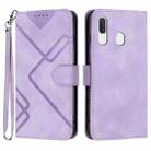 For Samsung Galaxy A20 / A30 Line Pattern Skin Feel Leather Phone Case(Light Purple) - 1