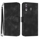 For Samsung Galaxy A20s Line Pattern Skin Feel Leather Phone Case(Black) - 1