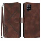 For Samsung Galaxy A22 4G Line Pattern Skin Feel Leather Phone Case(Coffee) - 1
