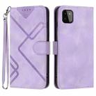 For Samsung Galaxy A22 5G Line Pattern Skin Feel Leather Phone Case(Light Purple) - 1