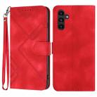 For Samsung Galaxy A24 4G Line Pattern Skin Feel Leather Phone Case(Red) - 1