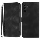 For Samsung Galaxy A24 4G Line Pattern Skin Feel Leather Phone Case(Black) - 1