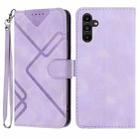 For Samsung Galaxy A24 4G Line Pattern Skin Feel Leather Phone Case(Light Purple) - 1