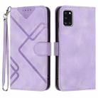 For Samsung Galaxy A31 Line Pattern Skin Feel Leather Phone Case(Light Purple) - 1
