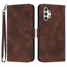 For Samsung Galaxy A32 5G Line Pattern Skin Feel Leather Phone Case(Coffee) - 1