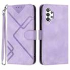 For Samsung Galaxy A32 5G Line Pattern Skin Feel Leather Phone Case(Light Purple) - 1