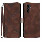 For Samsung Galaxy A34 5G Line Pattern Skin Feel Leather Phone Case(Coffee) - 1