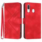 For Samsung Galaxy A40 Line Pattern Skin Feel Leather Phone Case(Red) - 1