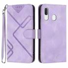For Samsung Galaxy A40 Line Pattern Skin Feel Leather Phone Case(Light Purple) - 1