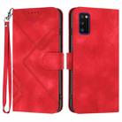 For Samsung Galaxy A41 Line Pattern Skin Feel Leather Phone Case(Red) - 1