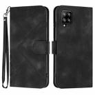 For Samsung Galaxy A42 5G Line Pattern Skin Feel Leather Phone Case(Black) - 1